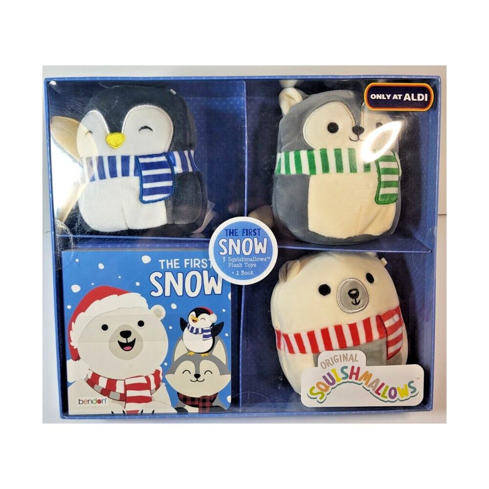 Squishmallow The First Snow Penguin Polar Bear Fox Book Gift Set Aldi Exclusive
